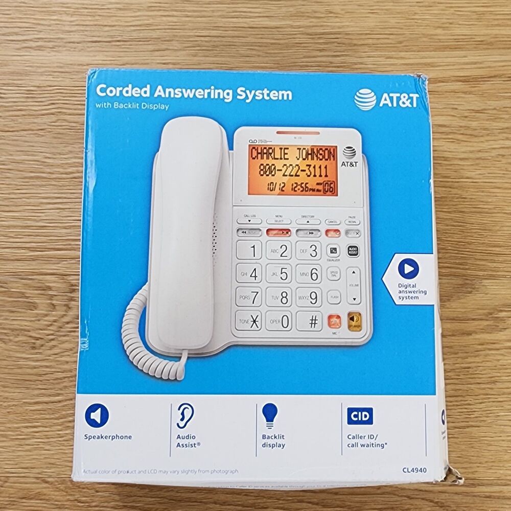 NEW AT&T CL4940 Single Line Corded phone for Seniors with Answering Machine NEW